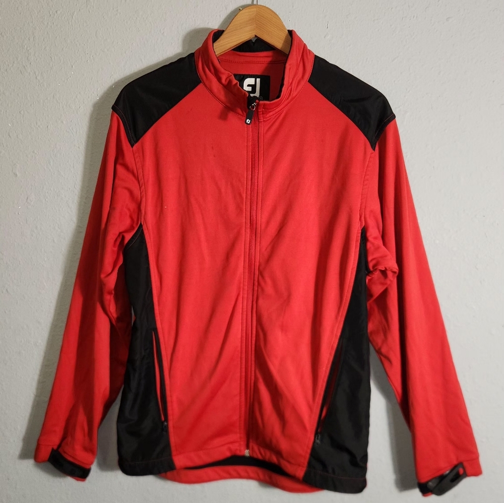 FootJoy FJ Mens Large Dryjoys Windbreaker  Full Zip Red Black Golf Men Small